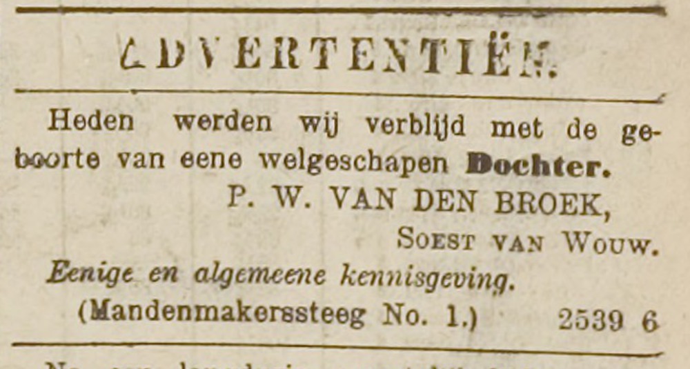 Geboorte (Leidsch Dagblad 25 april 1893)