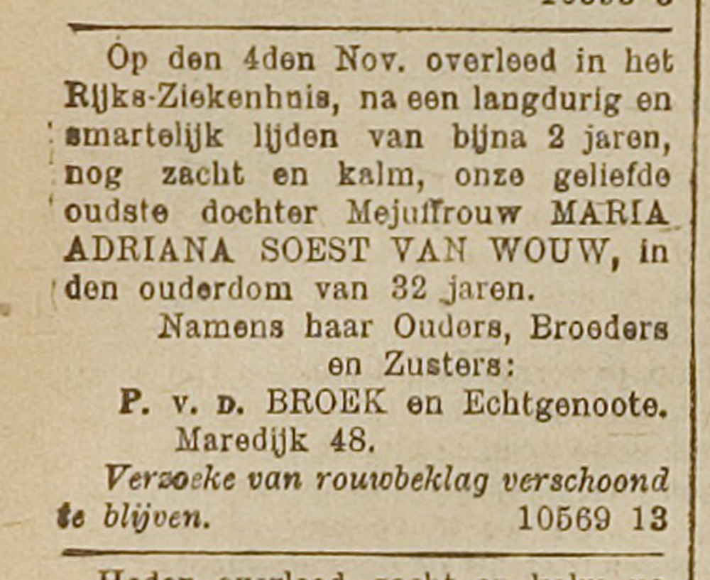 Overlijden (Leidsch Dagblad 5 november 1902)